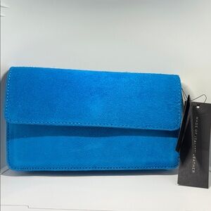 Banana Republic Italian Suede Chain Bag Clutch in Laser Blue